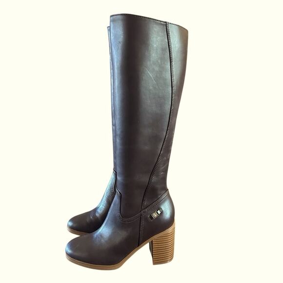 Giani Bernini Odettee Leather Block Heel Knee High Riding Boots Brown NEW 6 - Picture 1 of 10